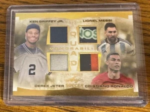 2022 Leaf Ultimate Soccer Quad Memorabilia Leo Messi Ronaldo, Jeter, Griffey 5/5 - Imagen 1 de 3