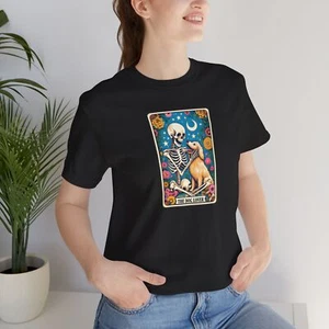 The Dog Lover Tarot Card Skeleton Halloween Unisex T-Shirt Dog t-shirt - Picture 1 of 7