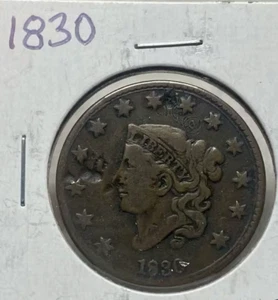 USA 1 Cent 1830 Liberty Head / Matron Head Type I Large Letters N-1 - Picture 1 of 2