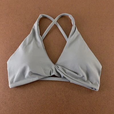 Women's Size Large Gray Twisted Front Criss Cross Back Pullover Bikini Top New - Image 1 of 4