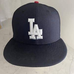 MLB Los Angeles Dodgers LA 59FIFTY Men's Fitted New Era Hat Cap Black Red Trim 7 - Picture 1 of 6