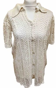 Cárdigan o blusa SHEIN crema ganchillo manga corta Reino Unido XS ENVÍO GRATUITO - Imagen 1 de 5