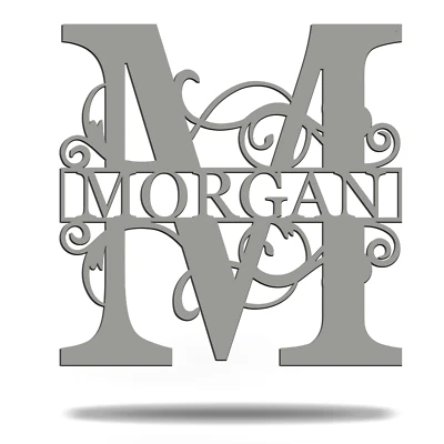 定制 MONOGRAM 标志 - 墙面艺术复古拆分字母 金属标志 — 第 1/4 张图片