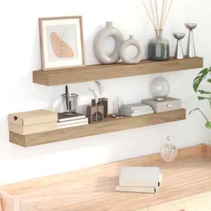 Estantes de Pared Estanterías Baldas Flotantes 2 uds Madera Maciza Teca vidaXL - Imagen 1 de 36