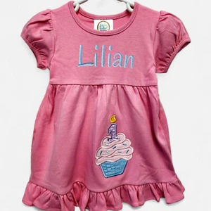 First Birthday Cupcake Dress Ruffle Dress Personalized Dress Monogram cupcake dr - Picture 1 of 8