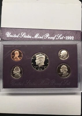 5pc Coin u.s. mint proof set Original Gov't Pkg, 1990, 1991, 1992, 1993, 1994 - Image 1 of 2