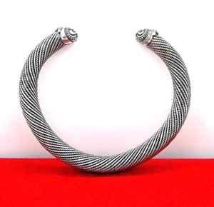 SCOTT KAY 925 STERLING SILVER TWISTED ROPE CUFF BRACELET - 71.7 g.  - Picture 1 of 12
