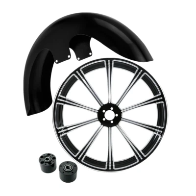 Llanta de rueda delantera de 23" y buje de disco doble y guardabarros apto para Harley Electra Glide 08-25 EE. UU. Foto 1 de 4