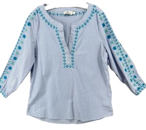 Vineyard Vines Shirt Womens Sz L Cotton Blend Striped Embroidered Long Sleeve - Picture 1 of 13
