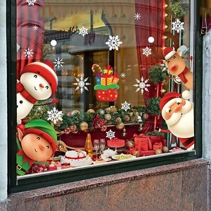 Christmas Window Clings Stickers for Glass Windows Xmas Decals Holiday Decor - Picture 1 of 7