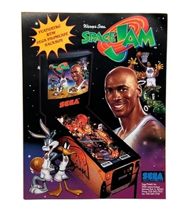 SEGA Space Jam Pinball Flyer Original 90s Promo Game Art Michael Jordan Vintage - Picture 1 of 12