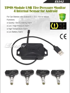 Módulo interno TPMS 4 sensor USB alarma de presión de neumáticos de automóvil para radio Android 8.0+ - Imagen 1 de 9