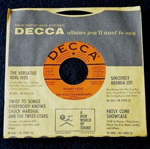 THE TEXAS TROUBADOURS-HONEY LOVE-DECCA PROMO-1964-NEW OLD STOCK 45 RPM - Picture 1 of 5