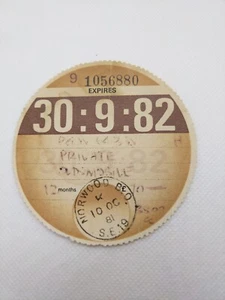 Vintage Private Oldsmobile Stamped 1982 Old Road Car Cars Farm Tax Disc Discs - Picture 1 of 3