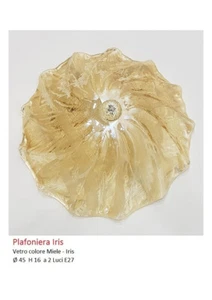 PLAFONIERA A 2 LUCI IN VETRO COLORE MIELE 45x16 - Imagen 1 de 1