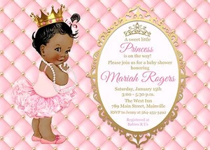 Princess Baby Shower Pink and Gold Invitations - Picture 1 of 1