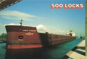Postcard Boats James R. Baker Soo Locks Sault Ste. Marie Michigan Great Lakes - Picture 1 of 2