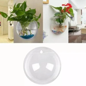 Hanging Wall Mounted Fish Bowl Betta Tank Aquarium Fish Bubble Plant Decors New~ - Picture 1 of 12