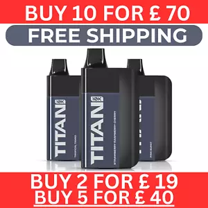 Titan 10K Disposable Vape Pen BIG 8x 2ml Pod Kit 10000 Puffs | 20mg Nic Shot - Picture 1 of 6