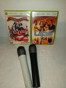 Xbox 360 Lips x2 Games -Lips & Lips: Number 1 Hits- & x2 Microphones - Picture 1 of 7