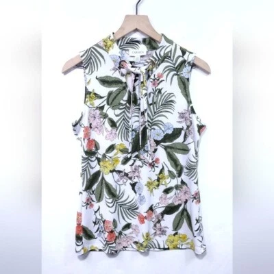 Top floral para mujer Carmen Marc Valvo S multicolor tropical playa vacaciones boho Foto 1 de 4