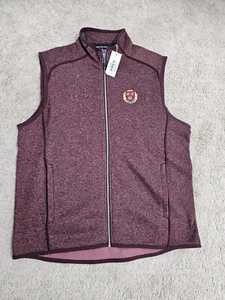 Cutter & Buck Harvard Crimson Mainsail Sweater-Knit Men's Full Zip Vest Size XL - Picture 1 of 8