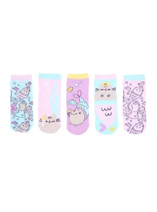 Facebook Cat Pusheen Ocean Mermaid Pastel 5 Pares Damas No Show Calcetines al Tobillo Nuevos con Etiquetas - Imagen 1 de 2