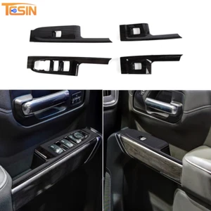 Black Wood Window Lift Switch Panel Trim For Chevy Silverado 2019-21 Accessories - Bild 1 von 13
