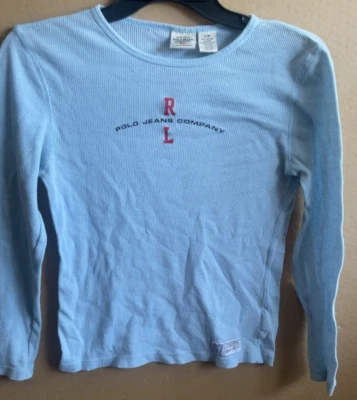 RALPH LAUREN POLO JEANS LARGE LONG SLEEVE TSHIRT BLUE YOUTH - Image 1 of 4