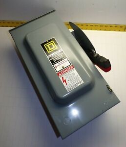 SQUARE D 60 AMP FUSIBLE SAFETY SWITCH 600 VAC/VDC 3R 50 HP 3Ø 3 POLE  H362RB
