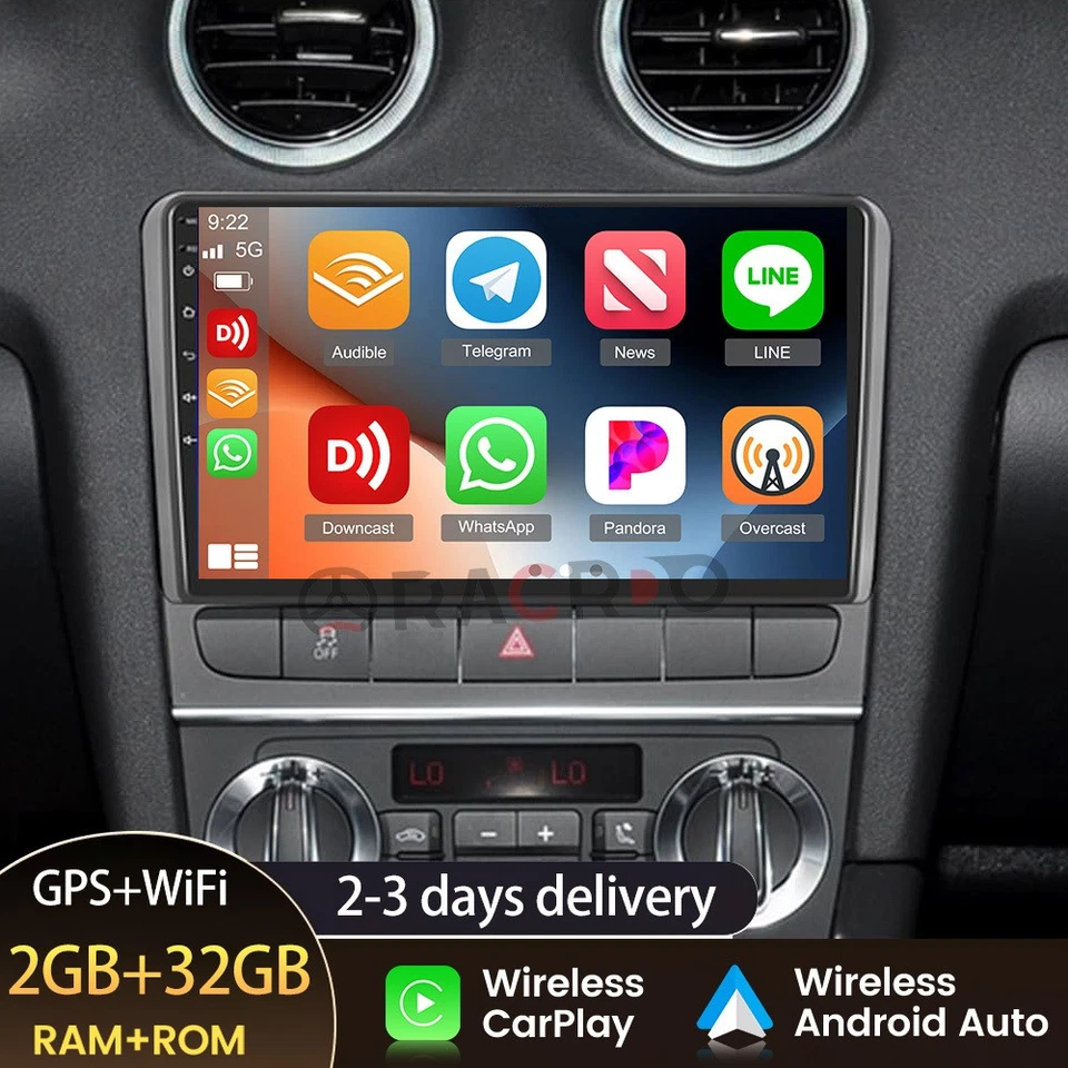 9" For Audi A3 8P 2003-2013 S3 Apple Carplay Android 15 Car Stereo Radio NAVI FM - Image 1 of 4