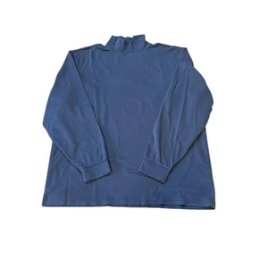 LL Bean Navy Blue Long Sleeve Turtleneck Mens Size Large Cotton - Picture 1 of 6