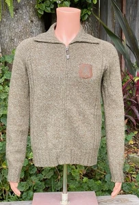 Diesel Crest Logo Sweater Olive Green Full Zip Cardigan Wool Knit Men’s Medium - Picture 1 of 8