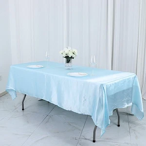 Blue 60x102" RECTANGLE Satin TABLECLOTH Wedding Party Home Banquet Linens Home - Picture 1 of 7