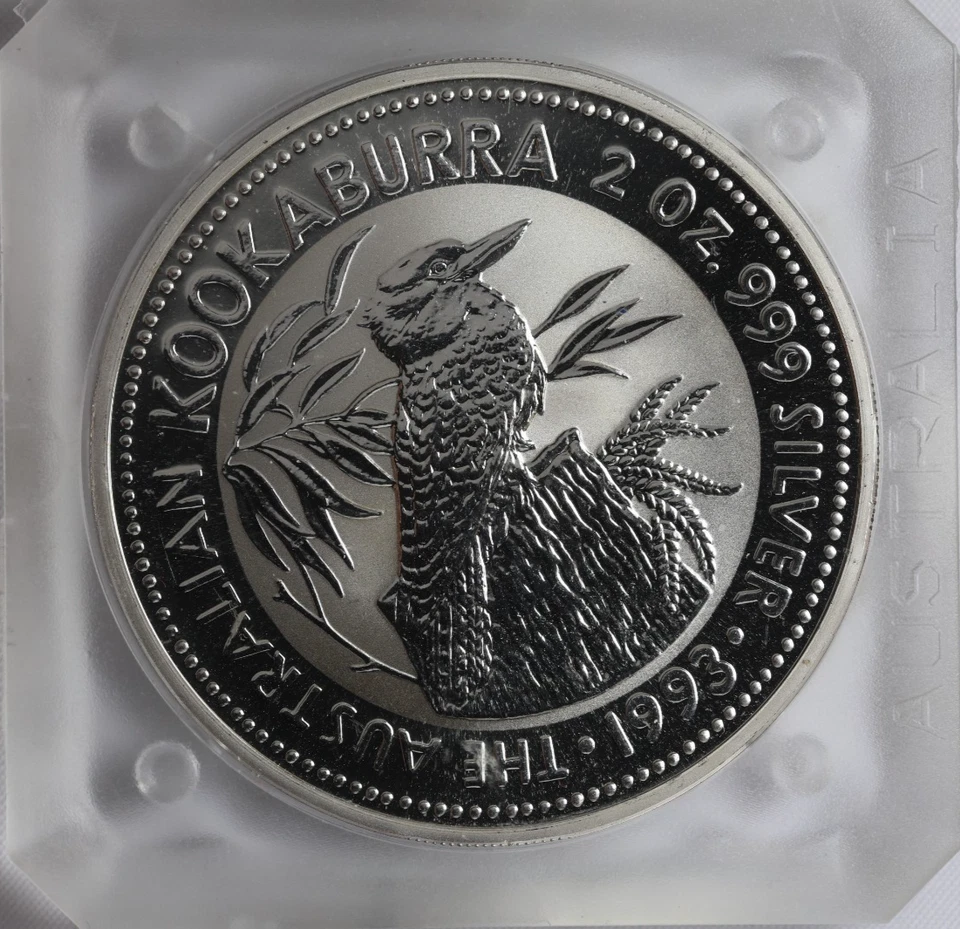Australia 1993 2 dólares Australian Kookaburra 2 oz plata 0,999 km# 179 Foto 1 de 4