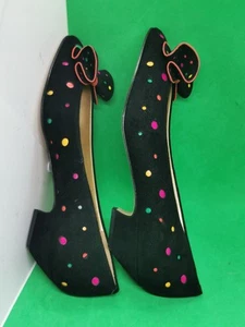 Deadstock decolte basse vintage anni 80 90 Cha-Raye Spagna tacco a pois scamosciato colorato RARO 10 - Foto 1 di 24