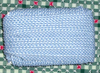 10+ Yds Sew-in Cotton Piping in Blue Check--1/2" Wide - Image 1 of 2