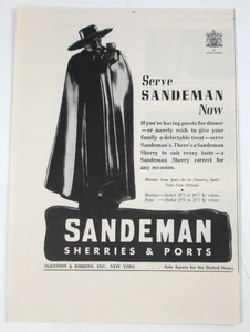1940er Sandeman Sherries & Ports Mcckesson & Robbins Inc. New York Druck Werbung Ausschnitt - Bild 1 von 1