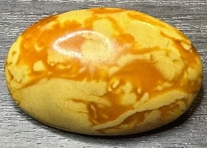 Antique Egg Yolk Brooch on 14K Pin W/ Safety Clasp Cabochon 1.5Lx1”W - Picture 1 of 9