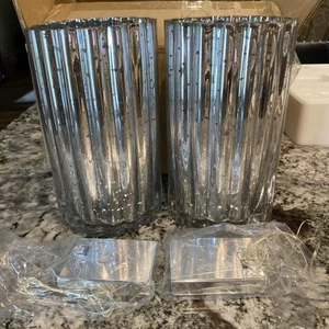 2er Set kanneliertes Quecksilber Glas Hurricanes von Valerie - SILBER - Neu - Bild 1 von 3