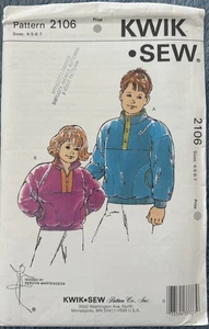 Kwik Sew 2106 Boys Girls Jackets front pockets pullover size 4-7 Uncut - Picture 1 of 2