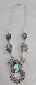 Großer Abalone Muschel/Silber Anhänger Halskette gemarkt 925 - Bild 1 von 6