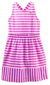 OshKosh B'gosh Girl's Dress Purple White Striped - Picture 1 of 2