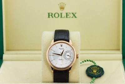 Rolex Cellini Date 39 mm, esfera guilloche plateada - oro rosa de 18 quilates con correa, 50515 Foto 1 de 4