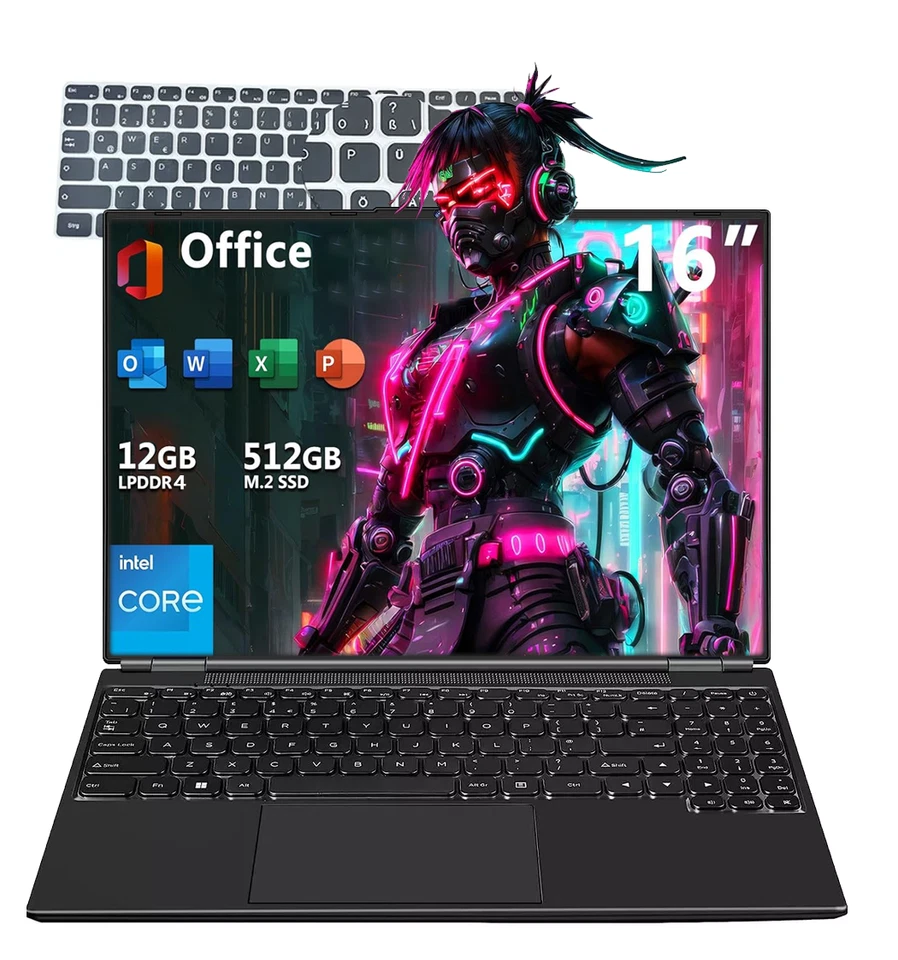 ZY-160G PC Laptop 16 Zoll 12GB RAM 512GB SSD Notebooks Windows 11 Intel i7-N5095 Laptop