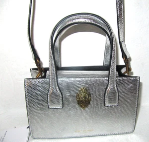 Bolso Bandolera Kurt Geiger London Mini Bond Cuero Plateado Brillante Nuevo con Etiquetas $245 - Imagen 1 de 11