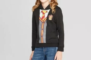 Harry Potter Girl's Long Sleeve Hooded Black Sweatshirt Size S(6/6X) - Picture 1 of 12
