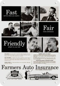 1959 FARMERS AUTO INSURANCE Group DECORATIVE REPLICA METAL SIGN - Picture 1 of 1