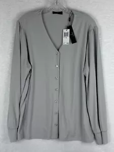 NWT Tahari Women's Grey Long Sleeve Button Up Blouse Size XL - Picture 1 of 9