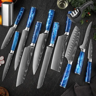 Küchenmesser Kochmesser Messerblock Set Japanisches Damaskus Edelstahl Messer DE - Bild 1 von 4